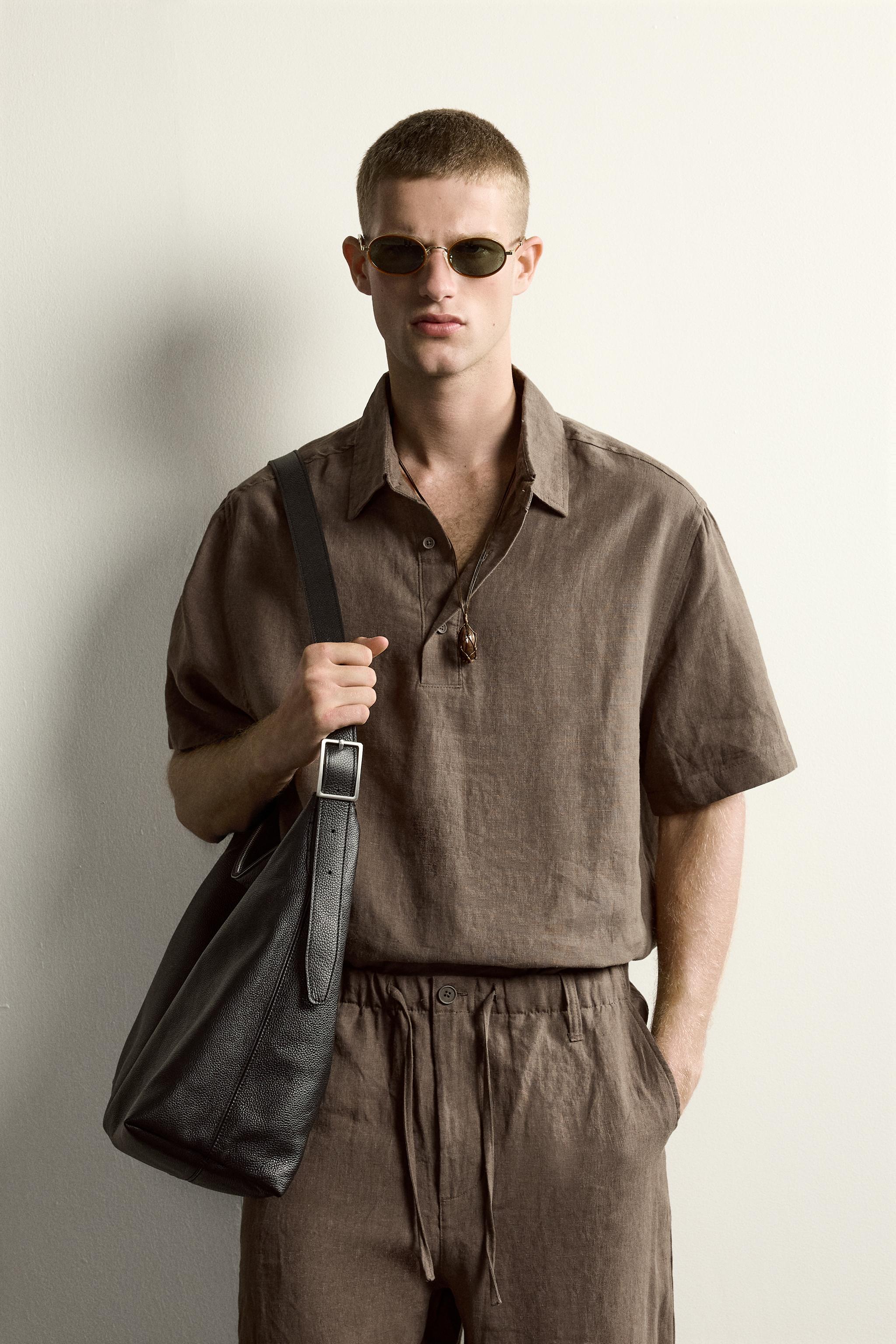 100% LINEN BOXY FIT POLO SHIRT
